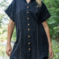 Paige Handwoven Cotton Relaxed Shirt Dress in Black Made to Order