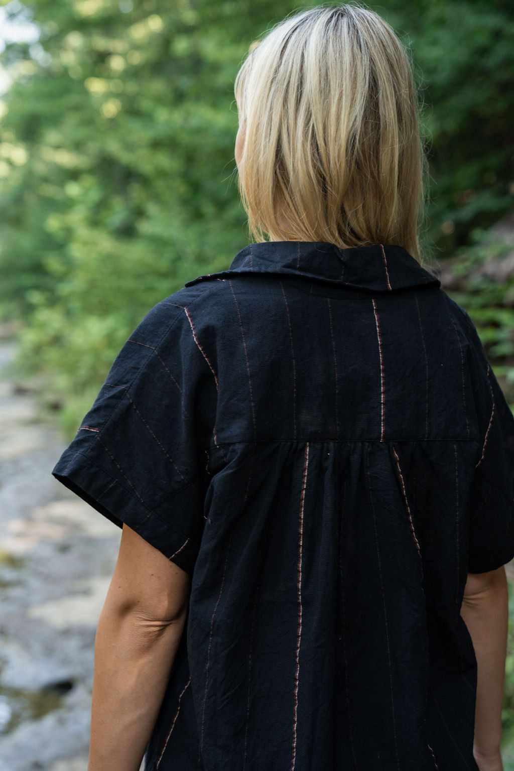 Paige Handwoven Cotton Relaxed Shirt Dress in Black - Pre-Order 2/30