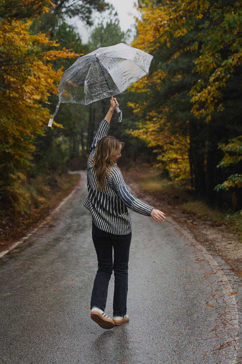 Tiff Oversized Wool Henley in Slate and Cream Made to Order