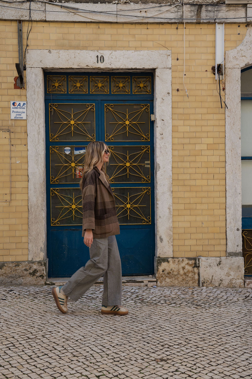 Portuguese Wool Pieper Coat in Brown and Black Plaid Made to Order