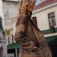 Portuguese Wool Pieper Coat in Brown and Black Plaid Made to Order