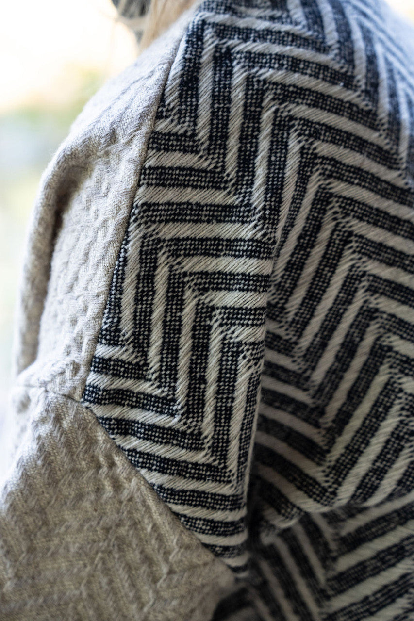 Portuguese Wool Pieper Coat in Neutral Mix-Match Herringbone