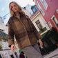 Portuguese Wool Pieper Coat in Brown and Black Plaid Made to Order