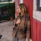 Portuguese Wool Pieper Coat in Brown and Black Plaid Made to Order