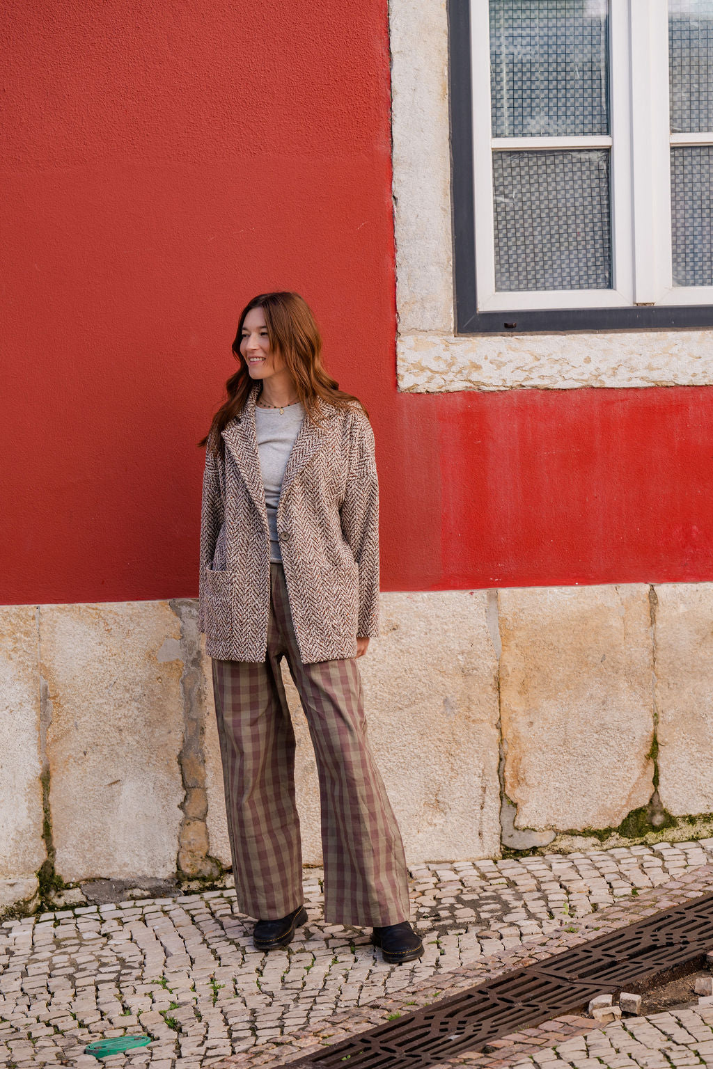 Handwoven Cotton Pants in Mauve Gingham