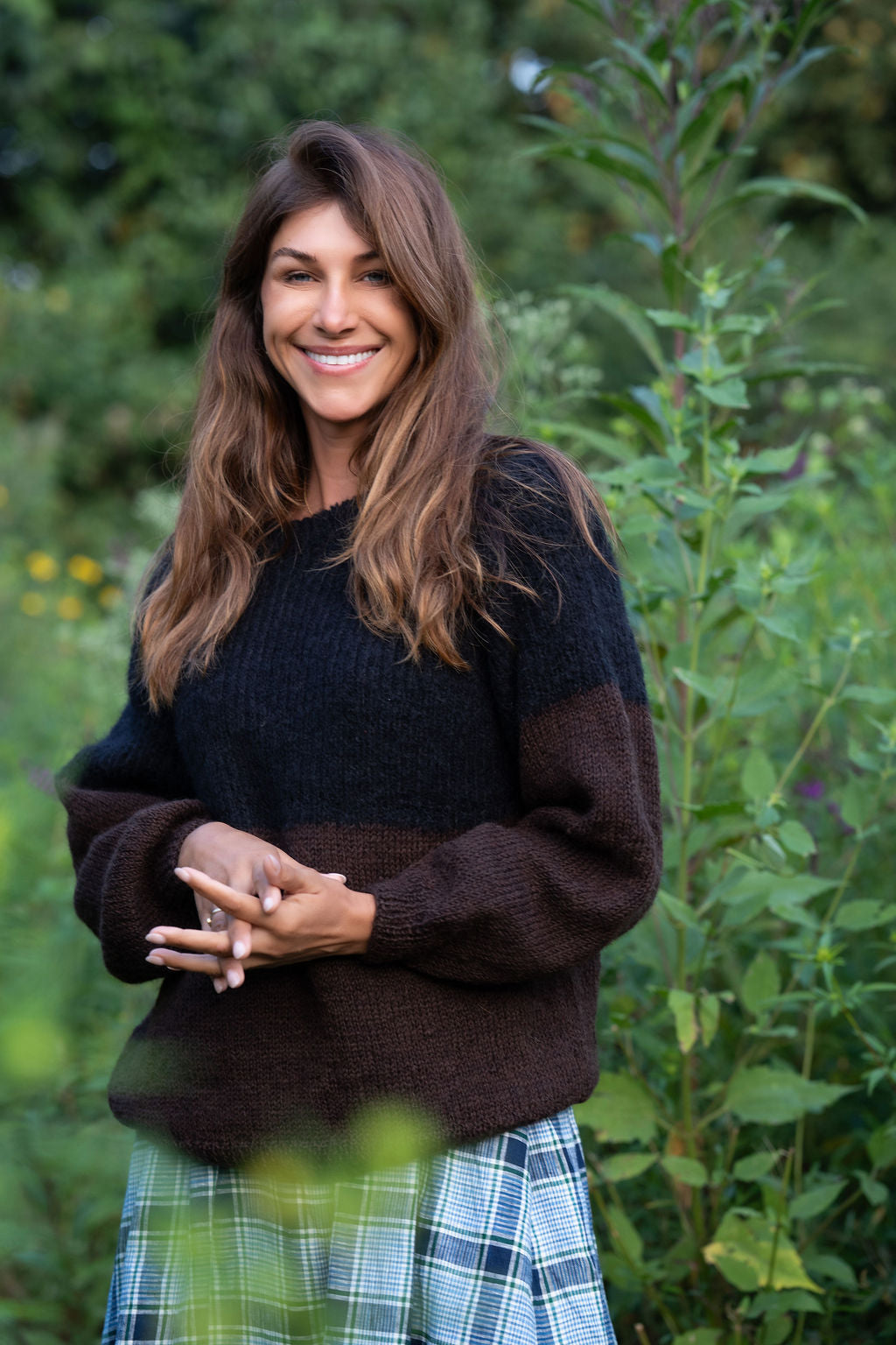 Virginia Mohair and Wool Pullover in Black and Brown Made to Order