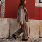 Portuguese Wool Pieper Coat in Heathered Brown and Cream Herringbone Made to Order