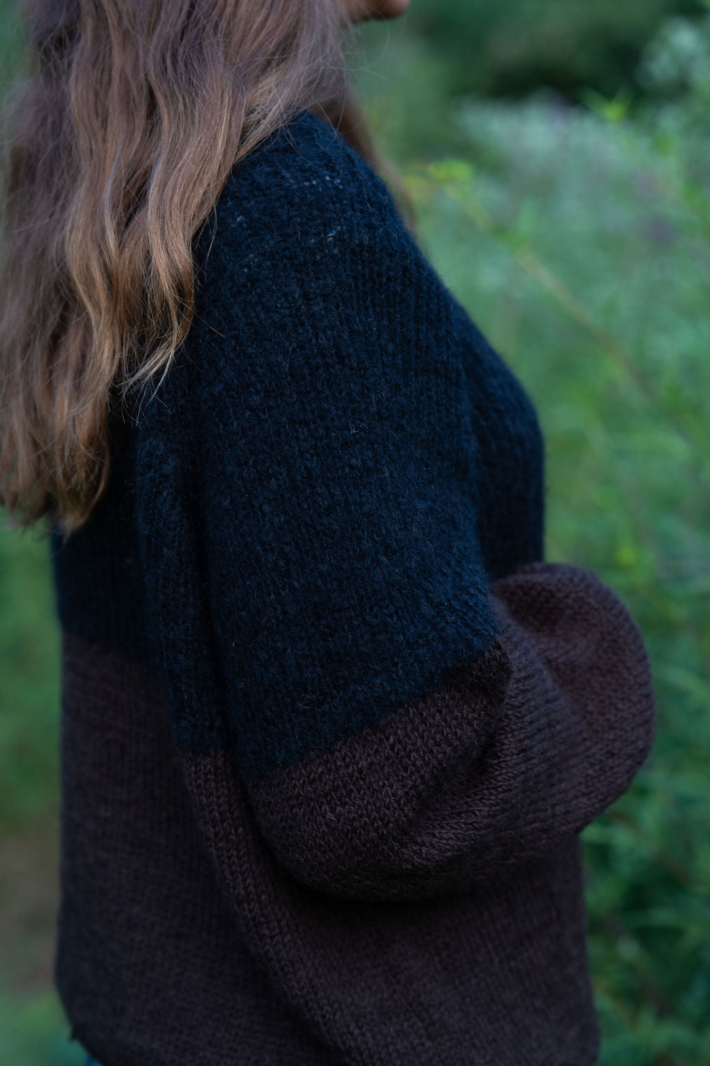 Virginia Mohair and Wool Pullover in Black and Brown Made to Order