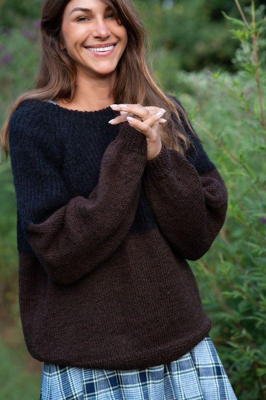 Virginia Mohair and Wool Pullover in Black and Brown Made to Order