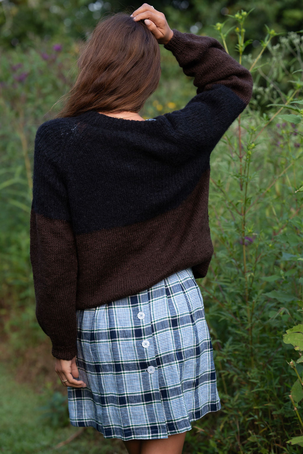 Virginia Mohair and Wool Pullover in Black and Brown Made to Order