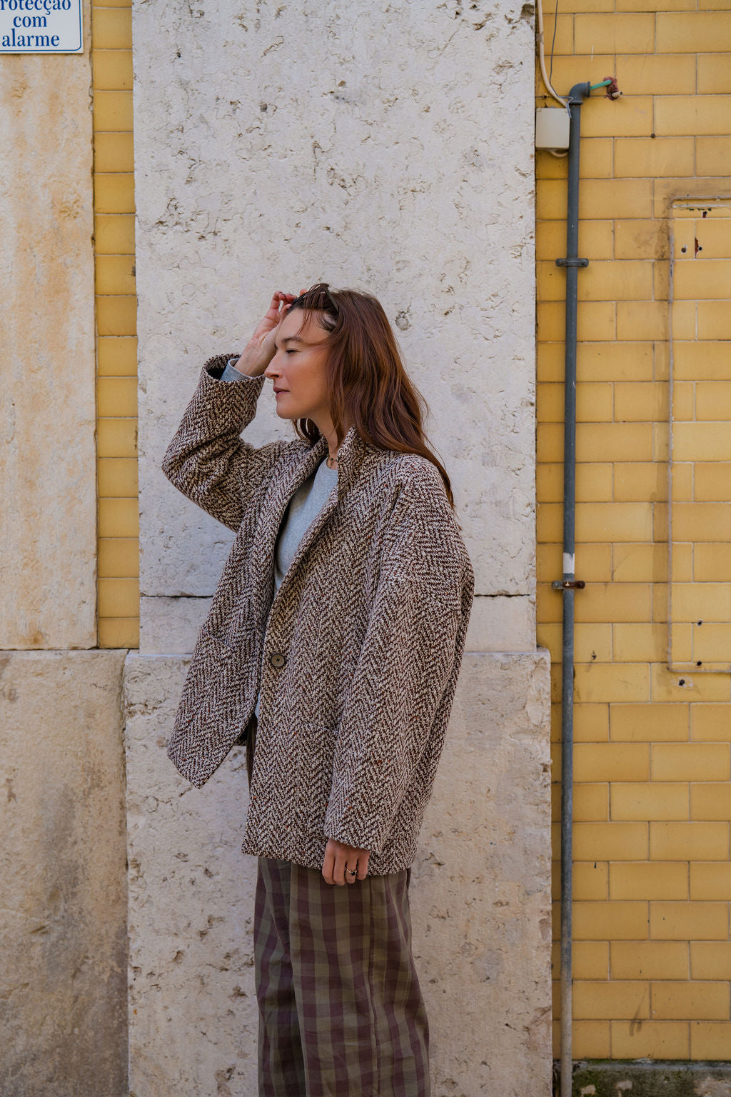 Handwoven Cotton Pants in Mauve Gingham