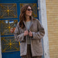 Portuguese Wool Pieper Coat in Heathered Brown and Cream Herringbone Made to Order