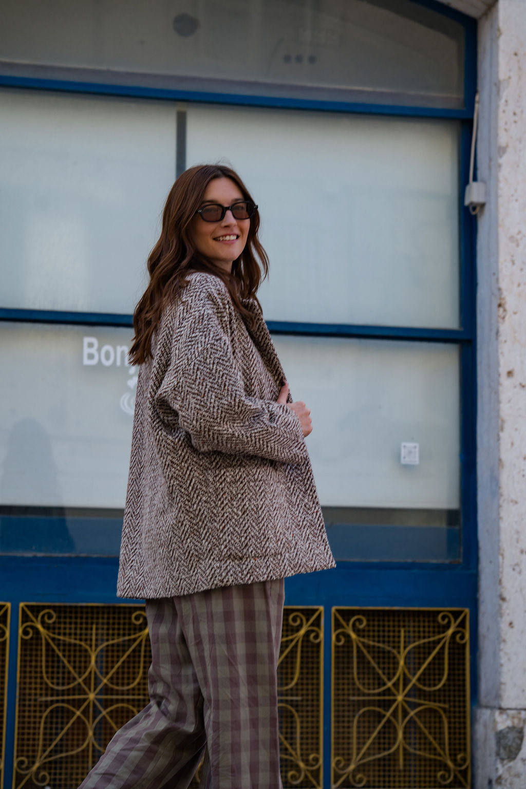 Handwoven Cotton Pants in Mauve Gingham