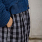 Katie Handwoven Cotton Pants in Navy Gingham