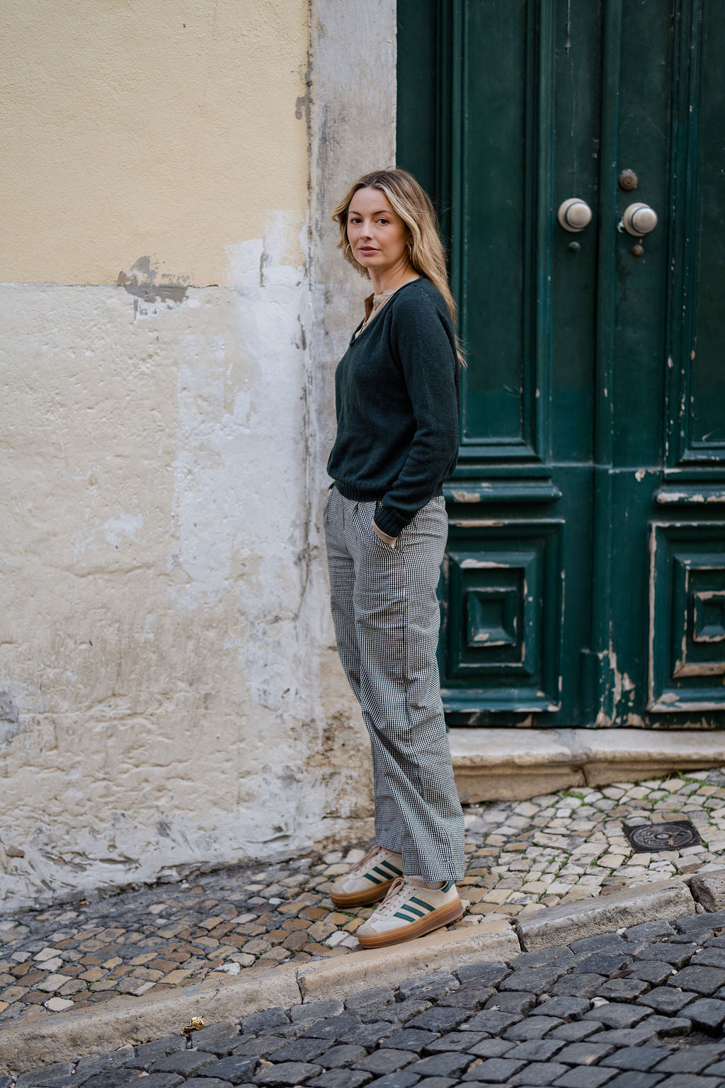 Handwoven Cotton Pants in Black and White Gingham Made to Order