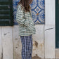 Portuguese Wool Pieper Coat in Sage/Slate and Cream Check Made to Order