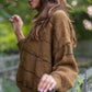Imogene Oversized Wool Henley in Gold and Burgandy Made to Order