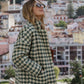 Portuguese Wool Pieper Coat in Sage/Slate and Cream Check Made to Order