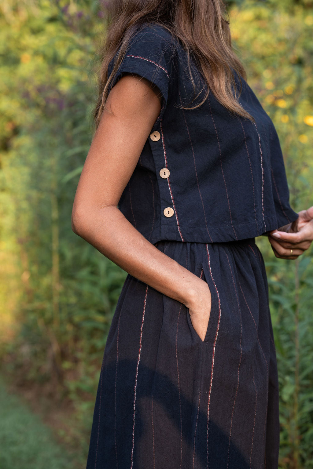 Handwoven Cotton Skirt Set Black Made to Order