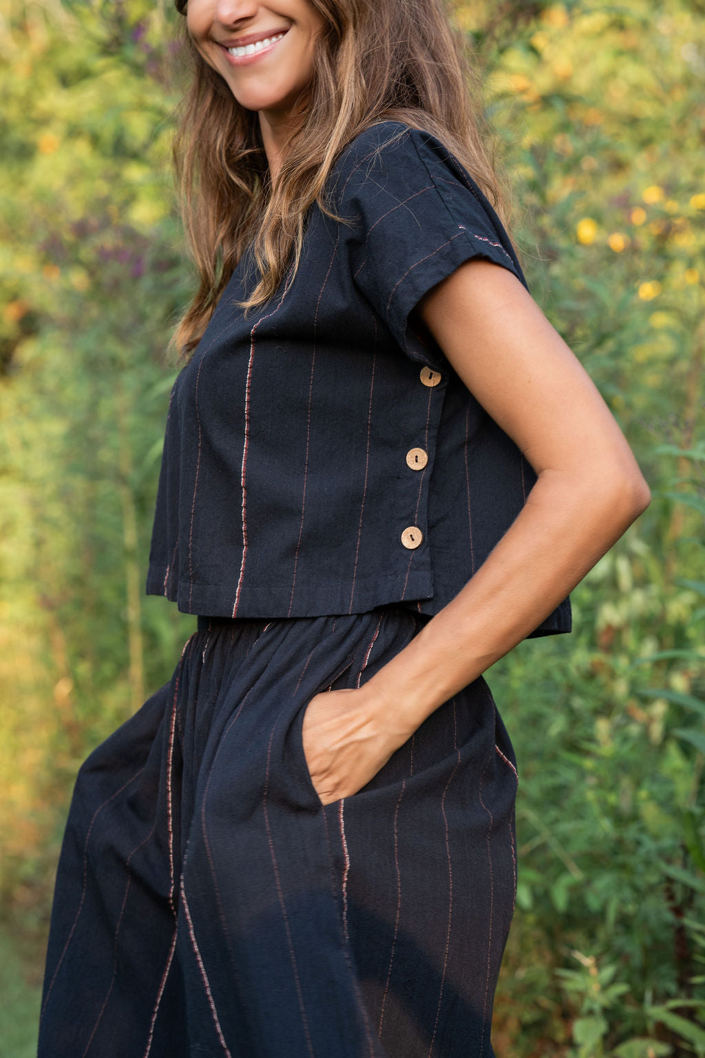 Handwoven Cotton Skirt Set Black Made to Order