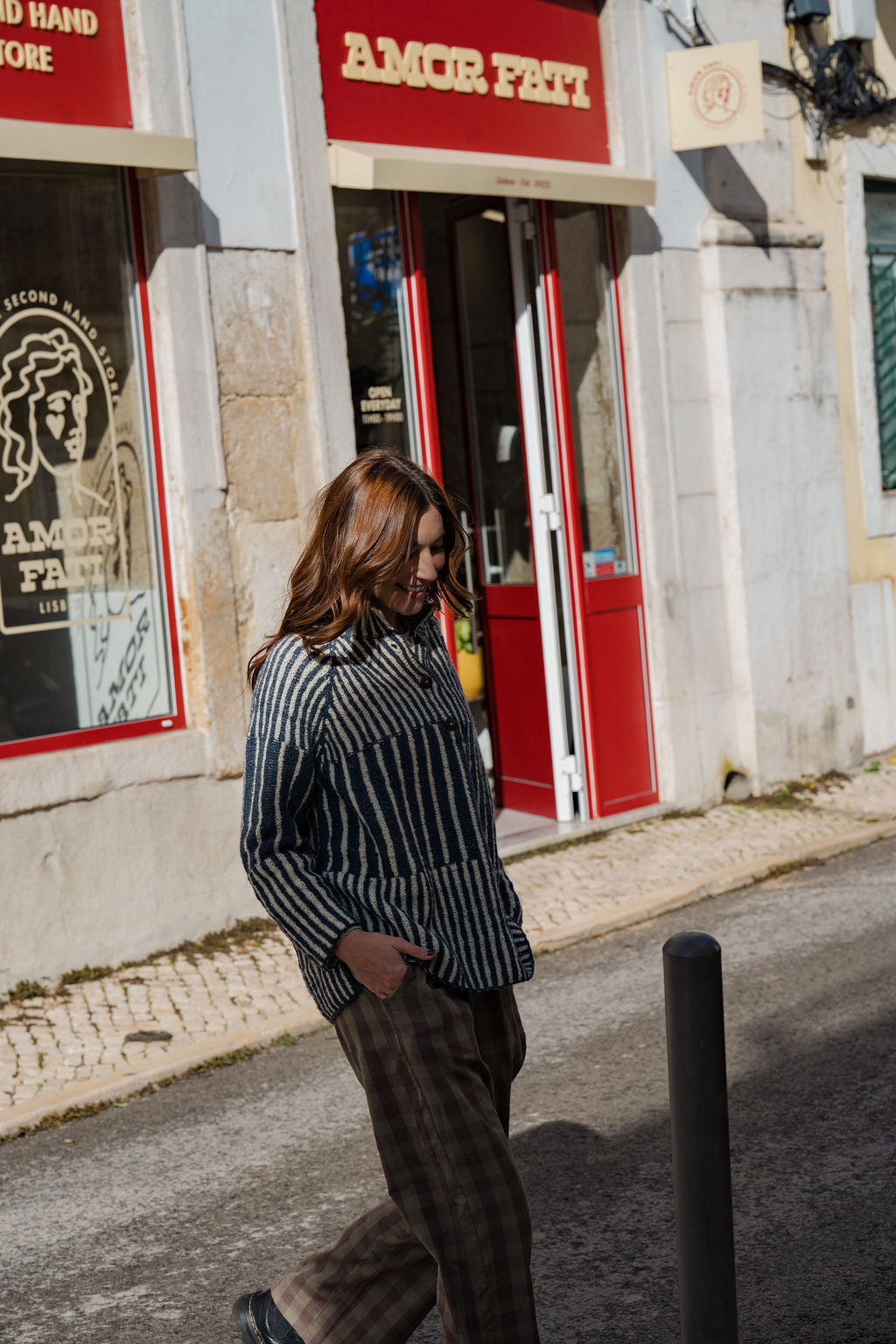 Tiff Oversized Wool Henley in Slate and Cream Made to Order
