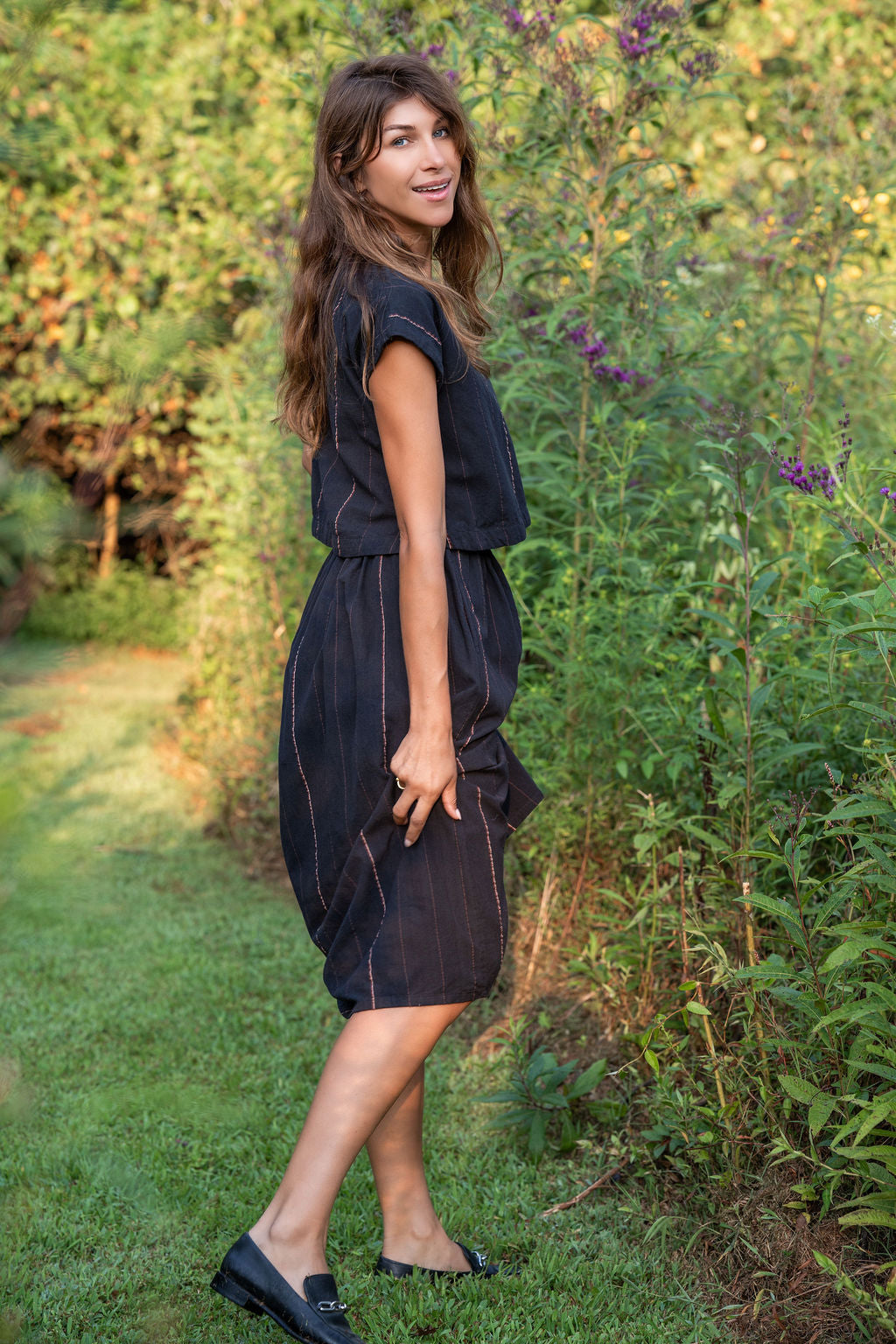 Handwoven Cotton Skirt Set Black Made to Order