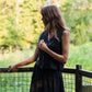 Perry Gathered Midi Skirt in Black Linen - XL Left