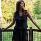 Perry Gathered Midi Skirt in Black Linen - XL Left