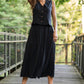 Perry Gathered Midi Skirt in Black Linen - XL Left