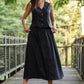 Perry Gathered Midi Skirt in Black Linen - XL Left