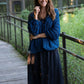 Perry Gathered Midi Skirt in Black Linen - XL Left