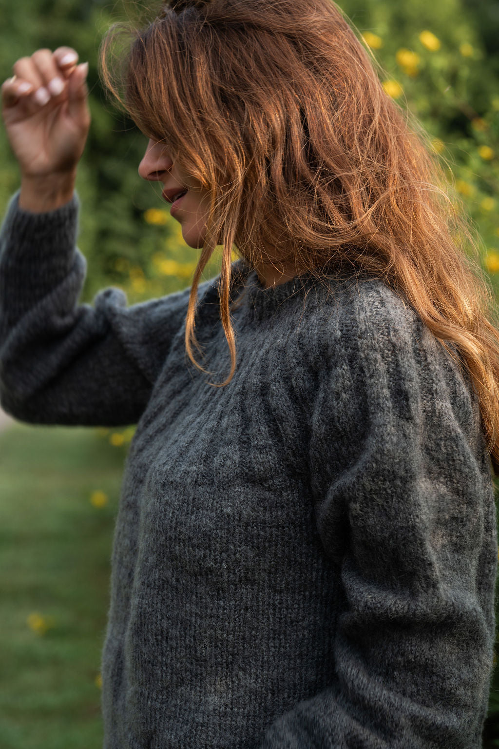 Mildred Mohair Raglan Pullover in Steel or Black Made to Order
