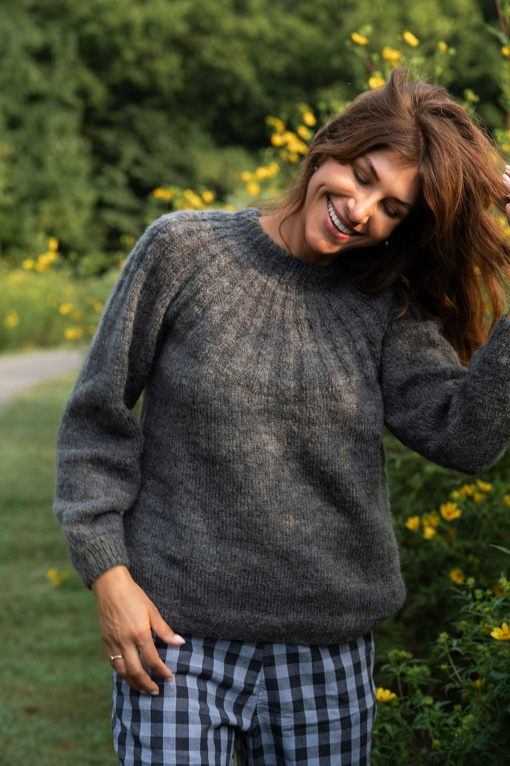 Mildred Mohair Raglan Pullover in Steel or Black Made to Order