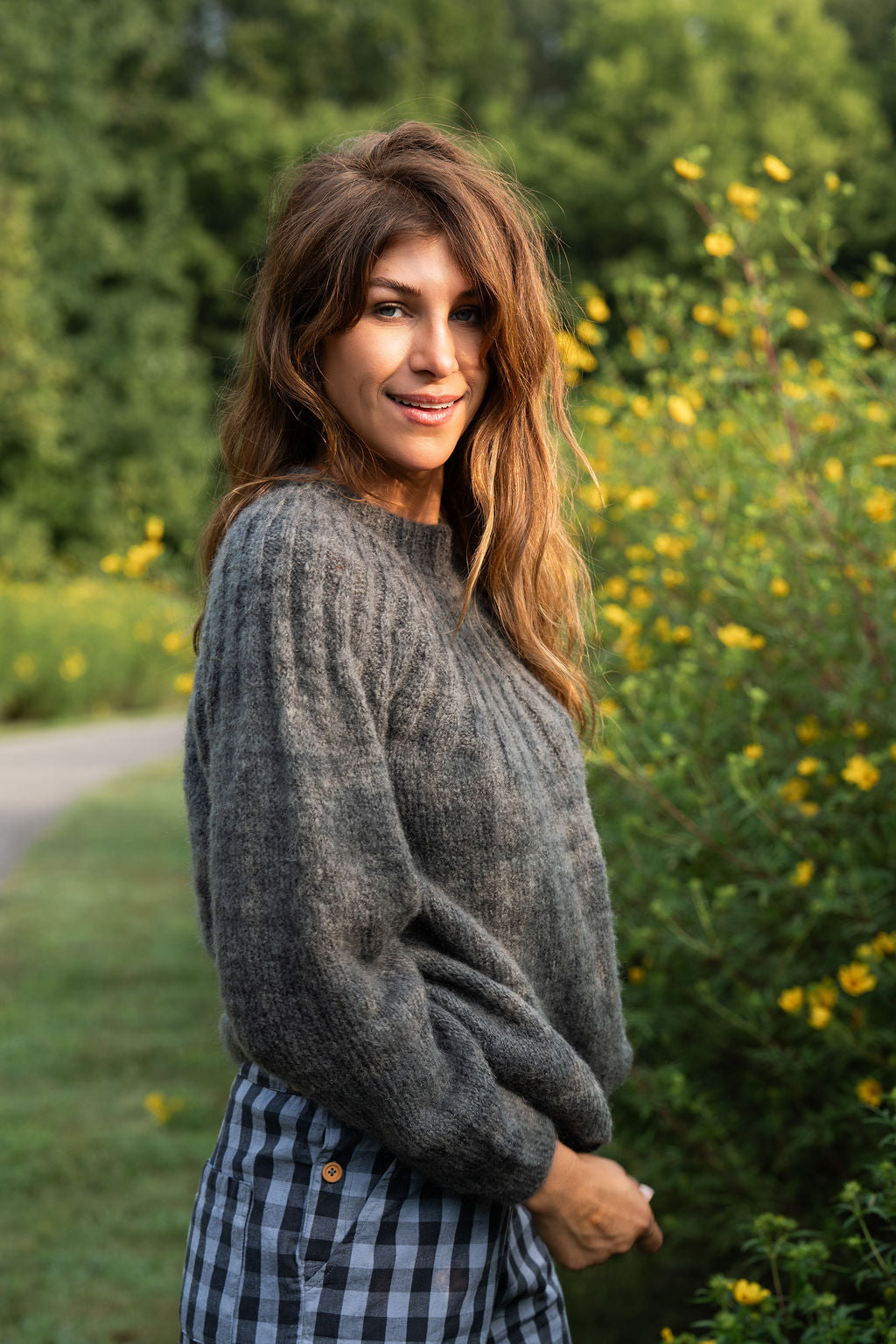 Mildred Mohair Raglan Pullover in Steel or Black Made to Order