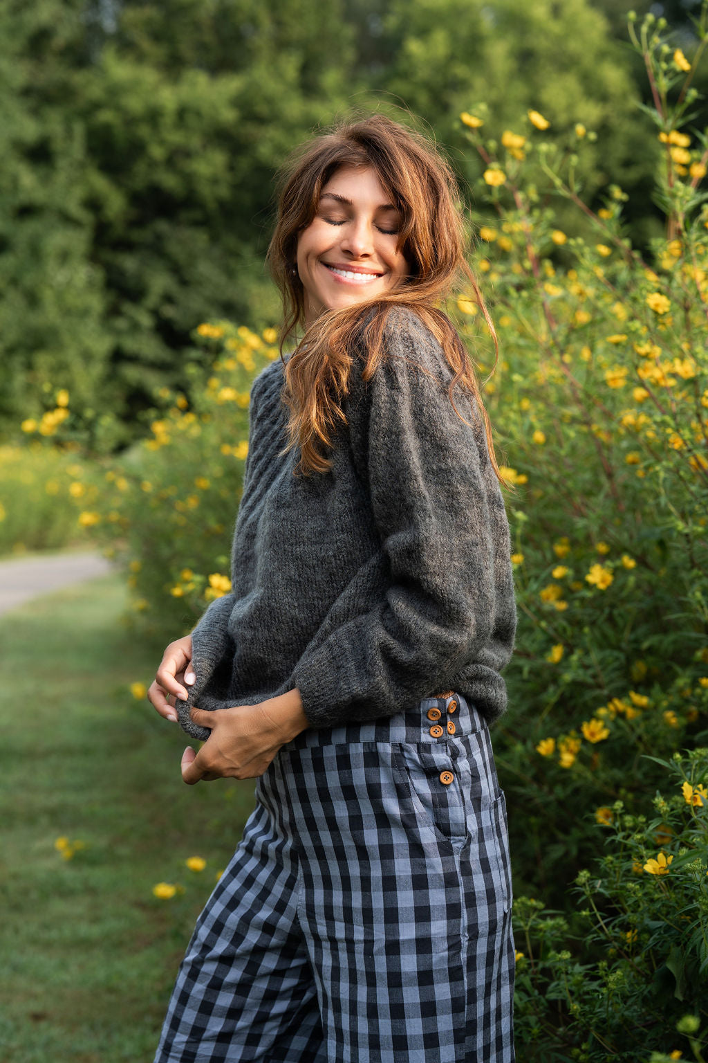 Mildred Mohair Raglan Pullover in Steel or Black Made to Order