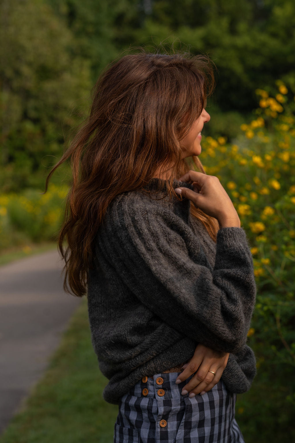 Mildred Mohair Raglan Pullover in Steel or Black Made to Order