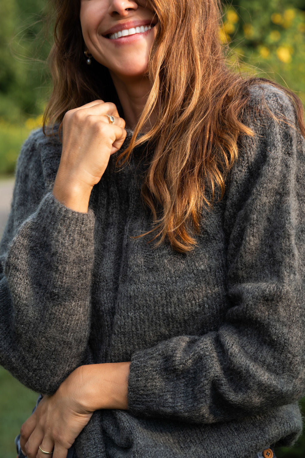 Mildred Mohair Raglan Pullover in Steel or Black Made to Order