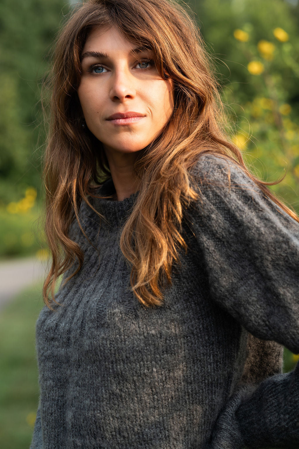 Mildred Mohair Raglan Pullover in Steel or Black Made to Order