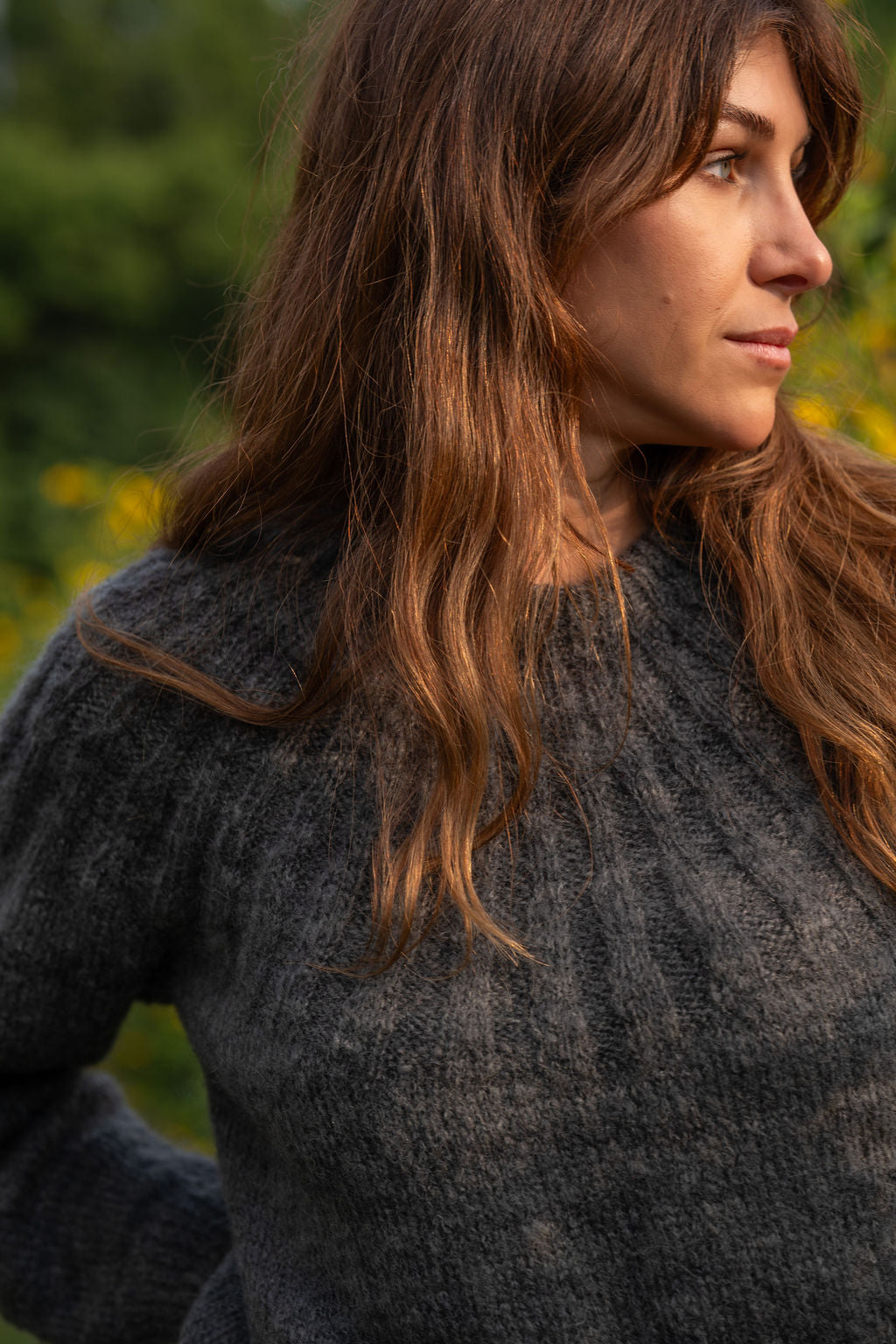 Mildred Mohair Raglan Pullover in Steel or Black Made to Order