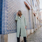 Portuguese Wool Polly Coat in Mint Herringbone Made to Order