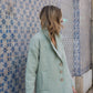 Portuguese Wool Polly Coat in Mint Herringbone Made to Order