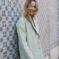 Portuguese Wool Polly Coat in Mint Herringbone Made to Order