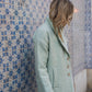 Portuguese Wool Polly Coat in Mint Herringbone Made to Order