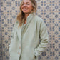 Portuguese Wool Polly Coat in Mint Herringbone Made to Order
