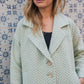 Portuguese Wool Polly Coat in Mint Herringbone Made to Order