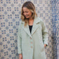 Portuguese Wool Polly Coat in Mint Herringbone Made to Order