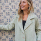 Portuguese Wool Polly Coat in Mint Herringbone Made to Order