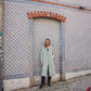 Portuguese Wool Polly Coat in Mint Herringbone Made to Order