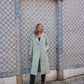 Portuguese Wool Polly Coat in Mint Herringbone Made to Order