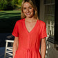 June Dress in Blood Orange Linen - S and M Left